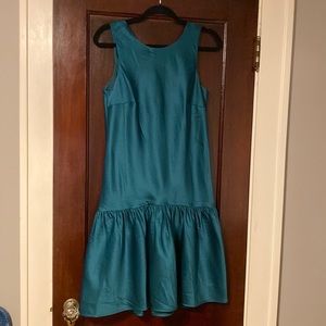 J. Crew teal drop waist dress